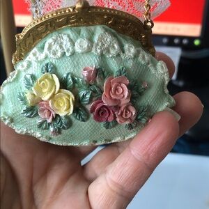 Victorian Floral Embellished Mini Purse for decor.